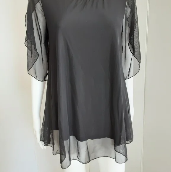 NWOT SESE CODE BLACK MESH TULIP TUNIC SLEEVE TOP - Picture 3 of 10